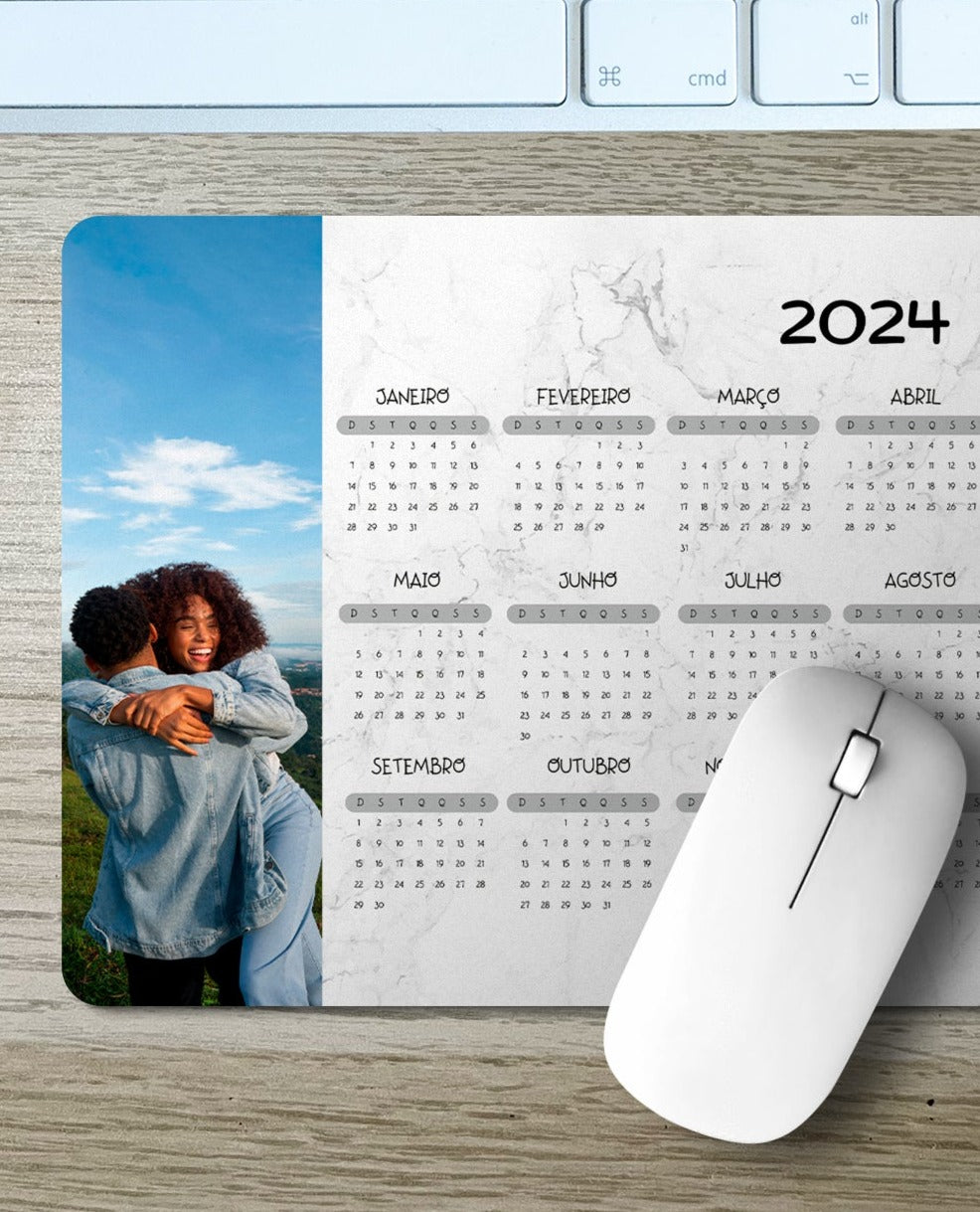 Tapete de Rato Personalizado - Calendário 2024 com Foto